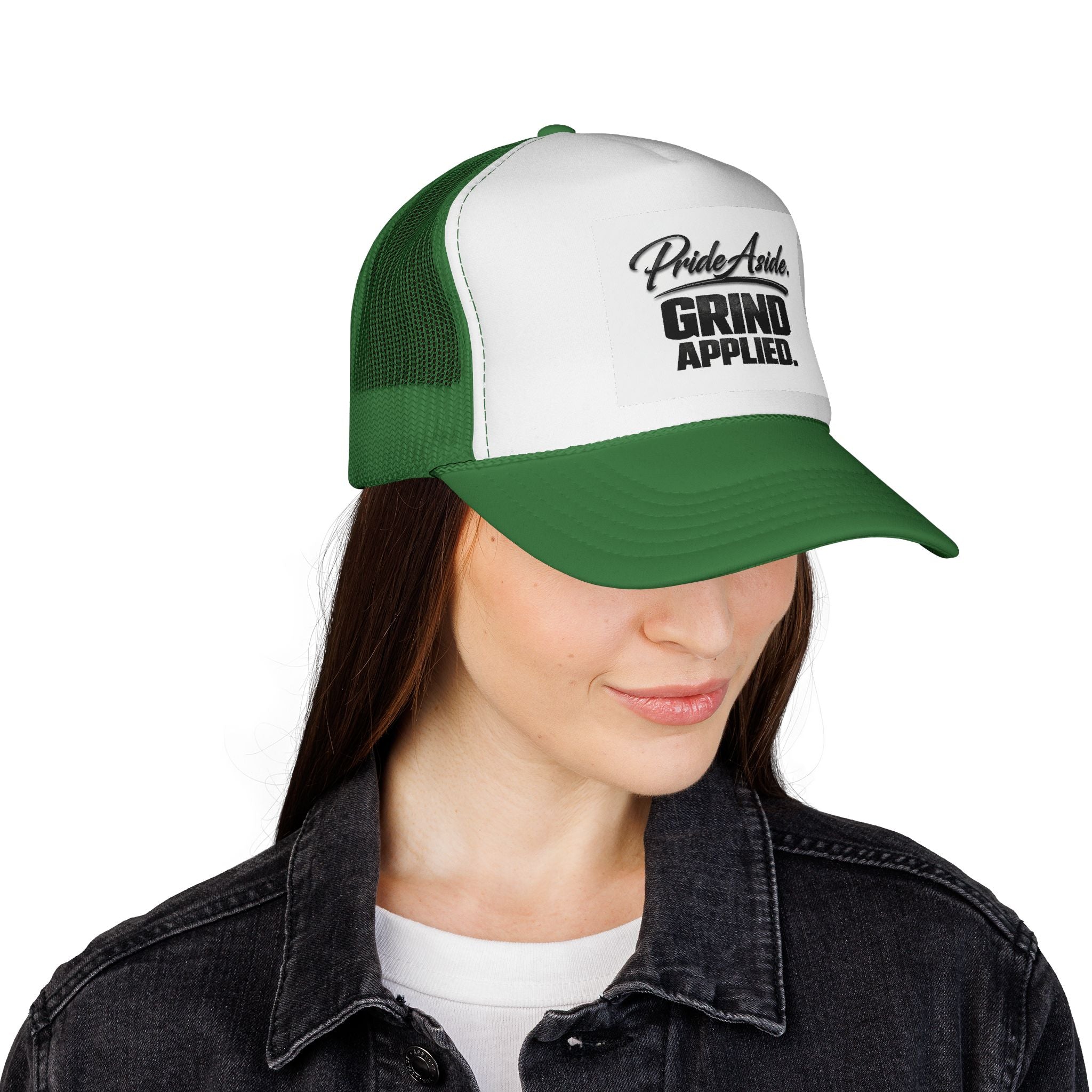 Grind Applied Trucker Cap — 'Pride Aside' Motivational Mesh-Back Hat