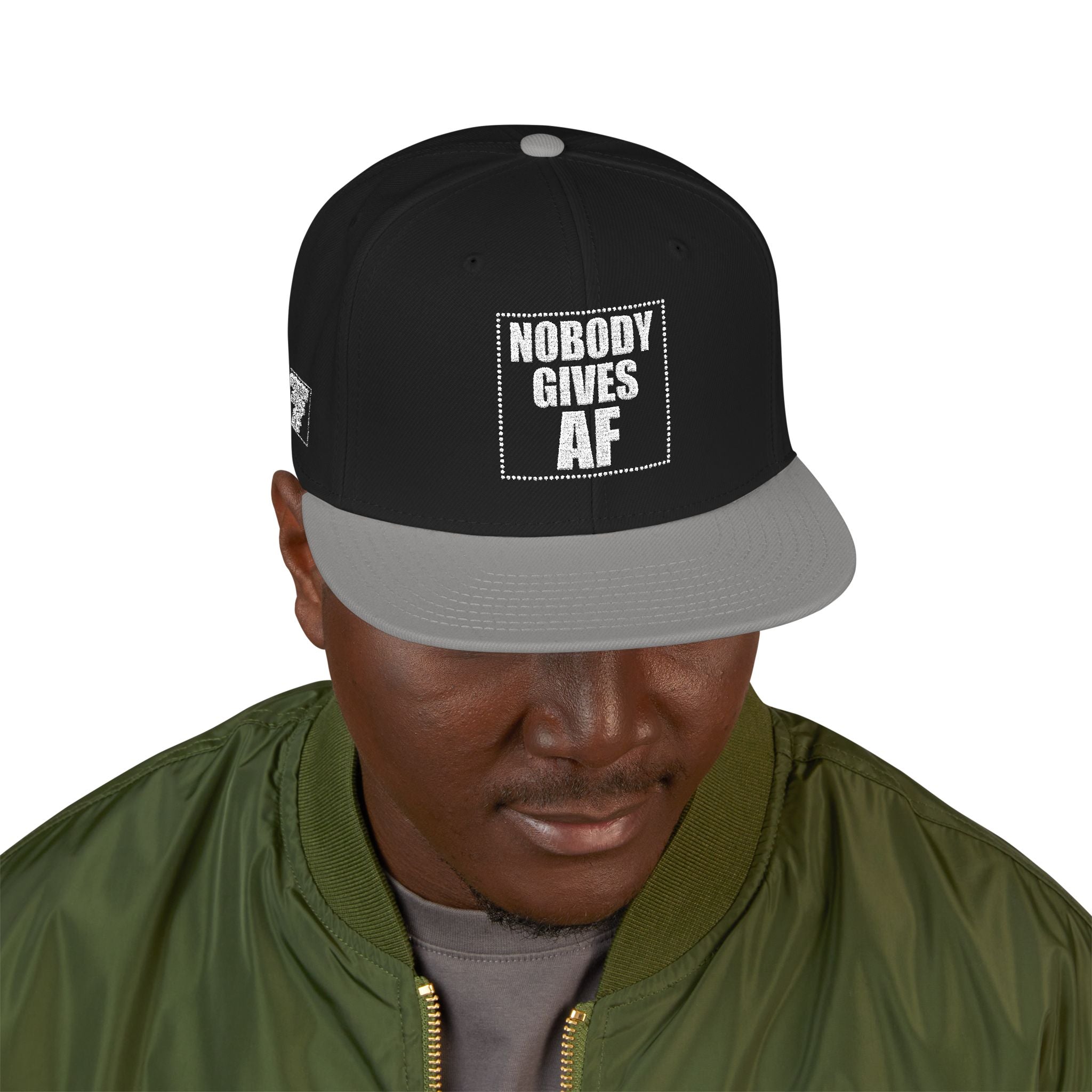 Snapback Hat — "Nobody Gives AF" Embroidered Streetwear Cap