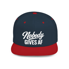 Flat Bill Snapback — 'Nobody Gives AF' Embroidered Statement Hat