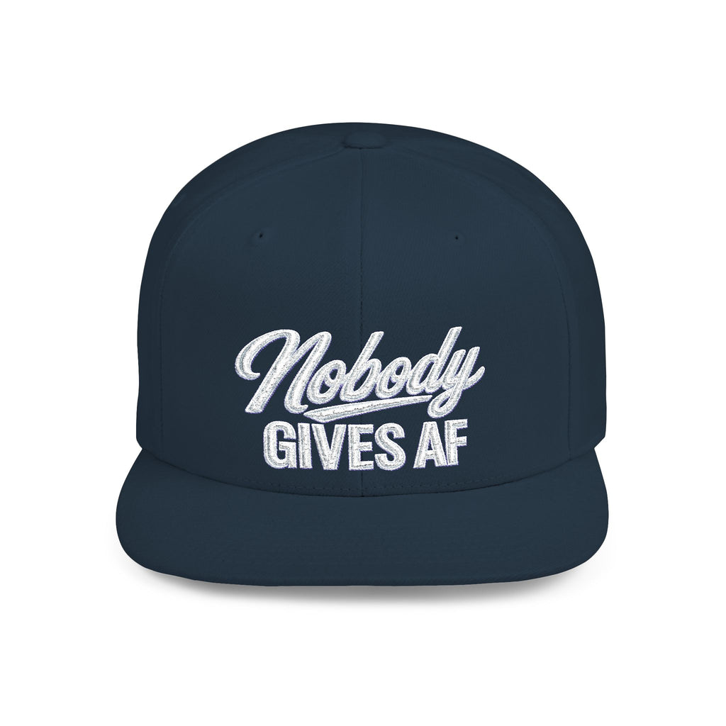 Snapback Hat - 'Nobody Gives AF' Embroidered Flat Bill Cap