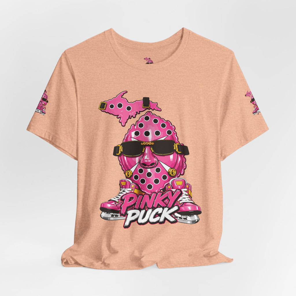 Pinky Puck Graphic Tee — Retro Hockey Mascot Shirt