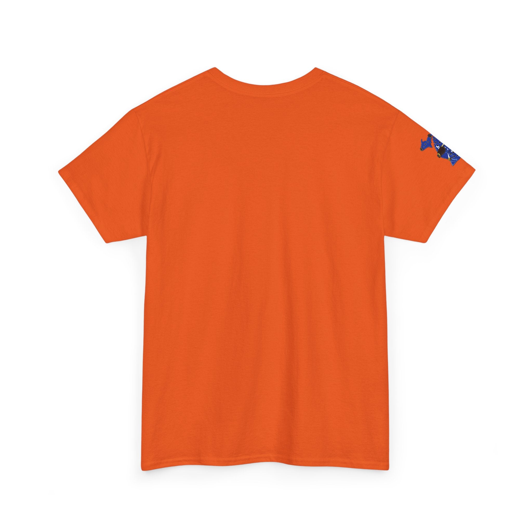 Michigan Crocs Map T-Shirt — Blue State Silhouette with Sunglasses & Croc Holes