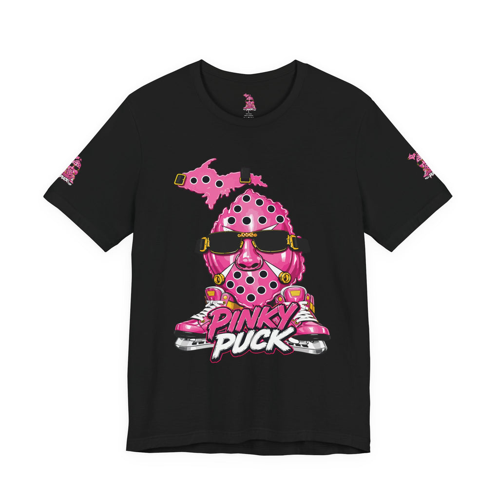 Pinky Puck Graphic Tee — Retro Hockey Mascot Shirt