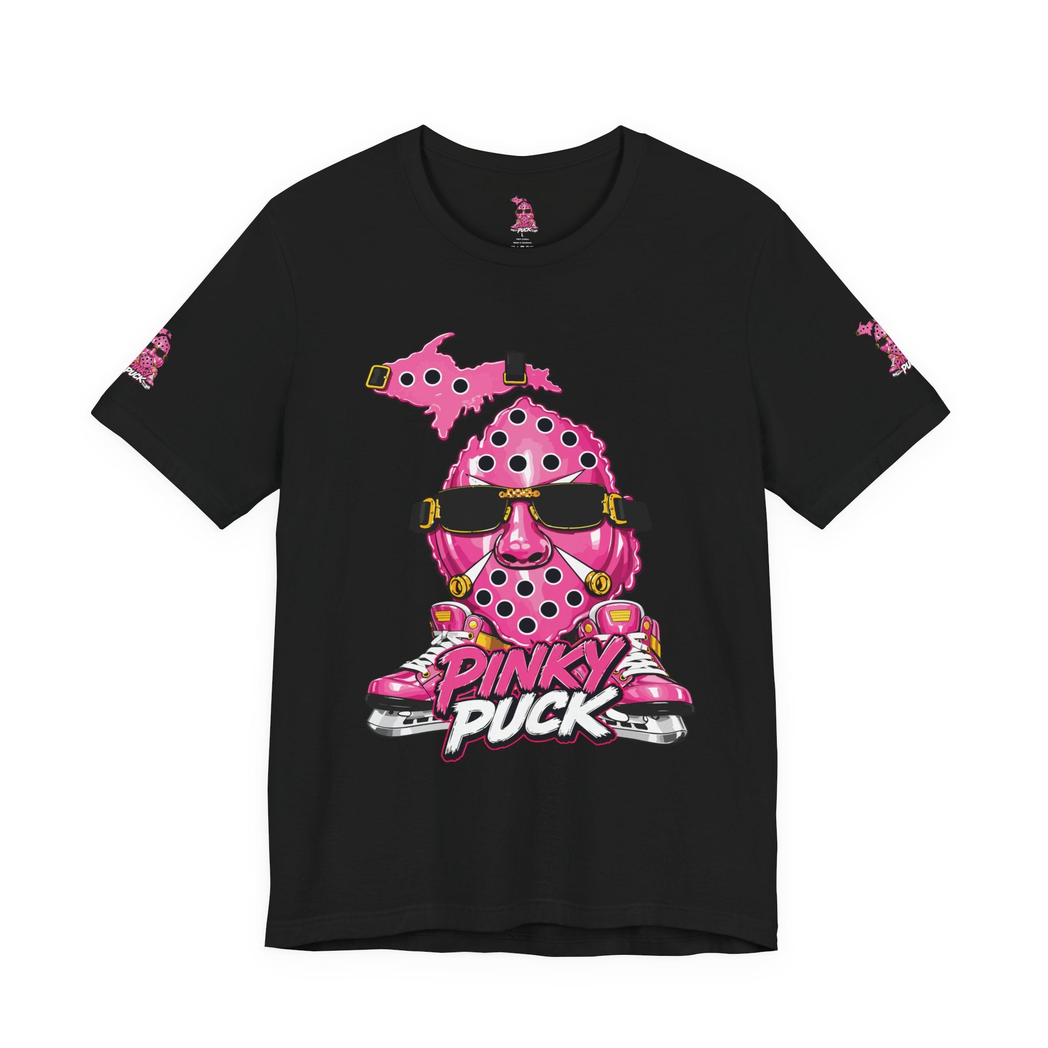 Pinky Puck Graphic Tee — Retro Hockey Mascot Shirt