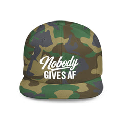 Flat Bill Snapback — 'Nobody Gives AF' Embroidered Statement Hat