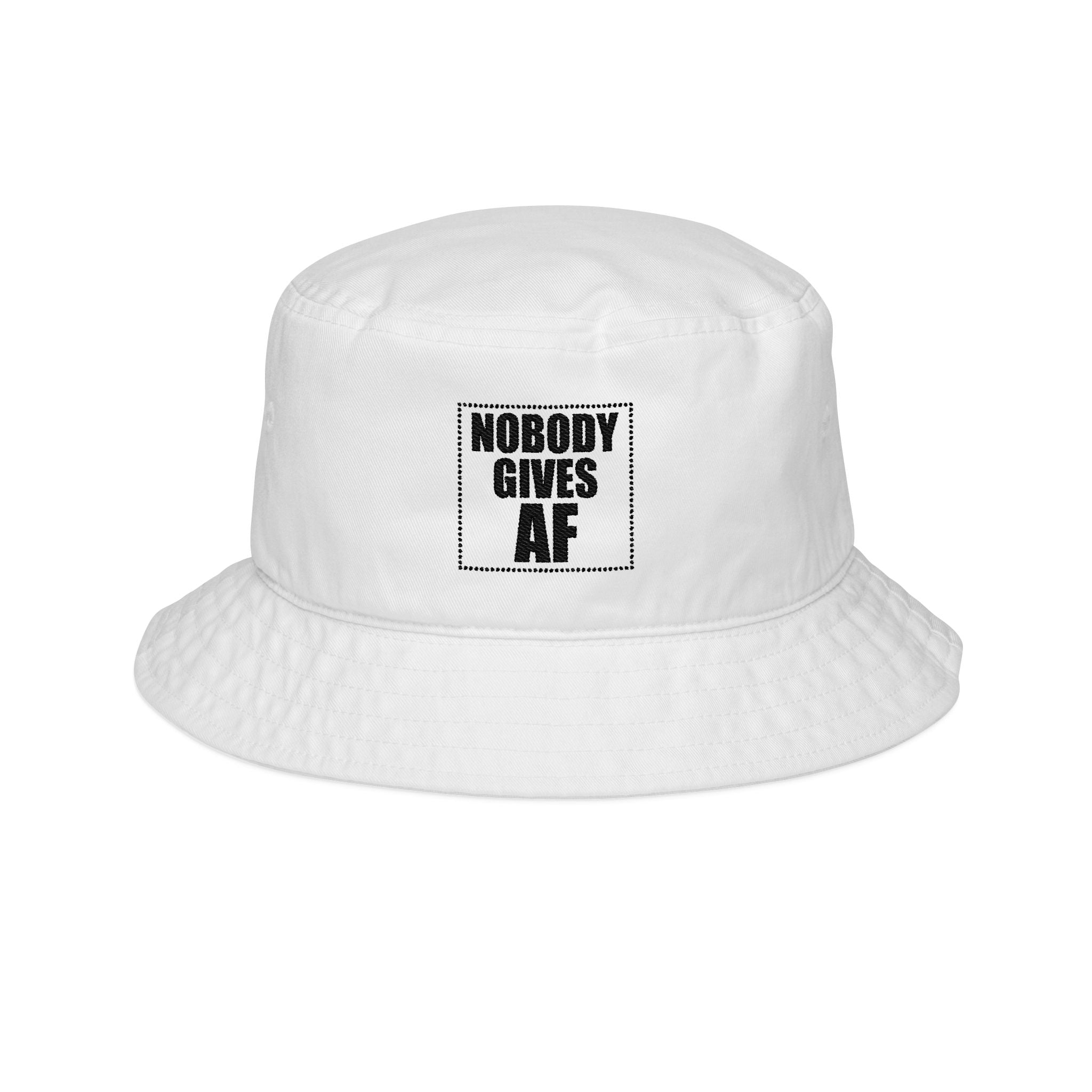 Nobody Gives AF Embroidered Bucket Hat — Funny Statement Sun Hat