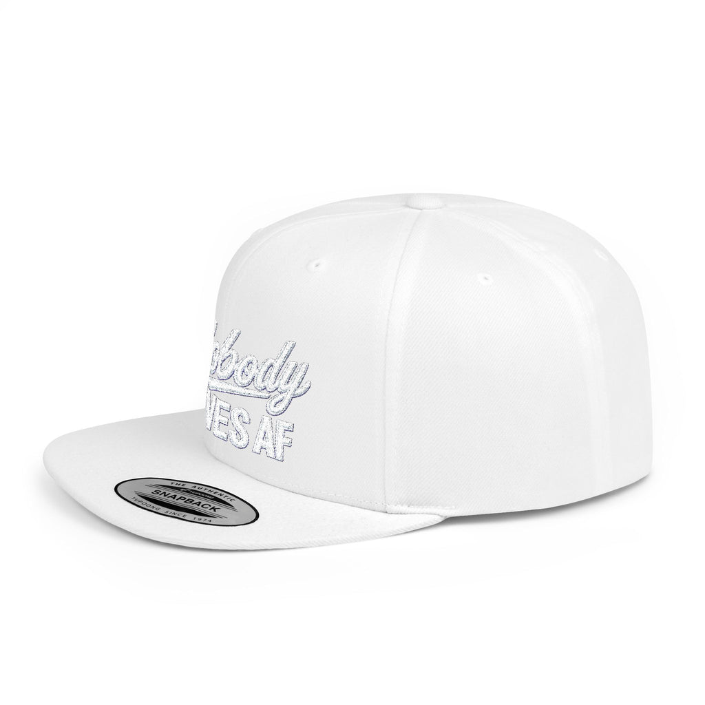 Snapback Hat — 'Nobody Gives AF' Script Flat Bill Cap