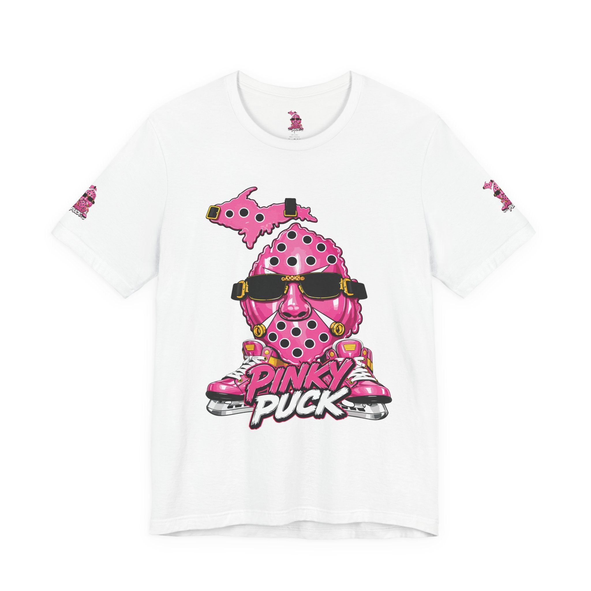 Pinky Puck Graphic Tee — Retro Hockey Mascot Shirt