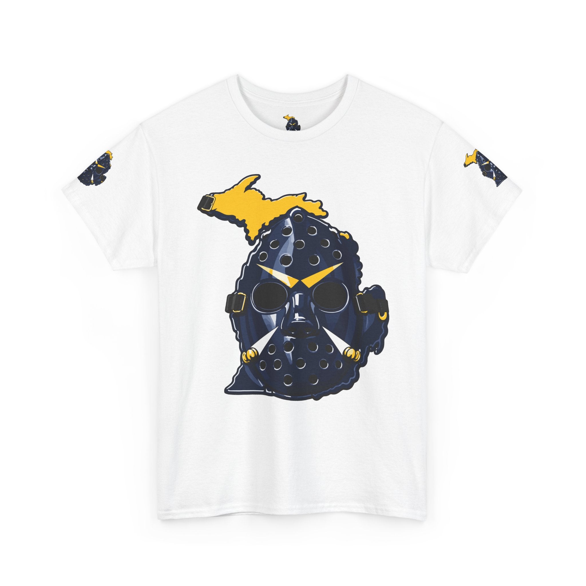 Michigan Hockey Mask T‑Shirt — Retro Goalie Mask Michigan Pride Tee