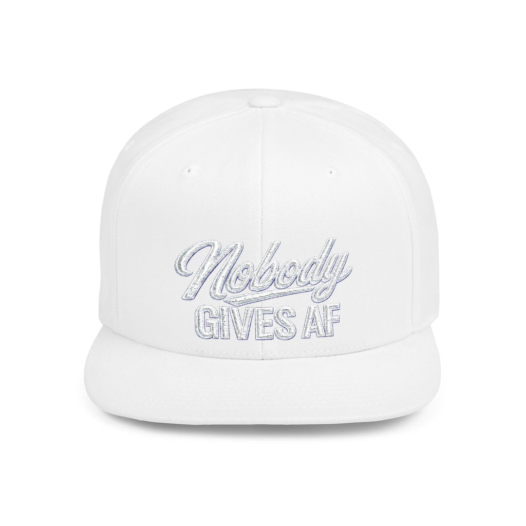 Snapback Hat — 'Nobody Gives AF' Script Flat Bill Cap