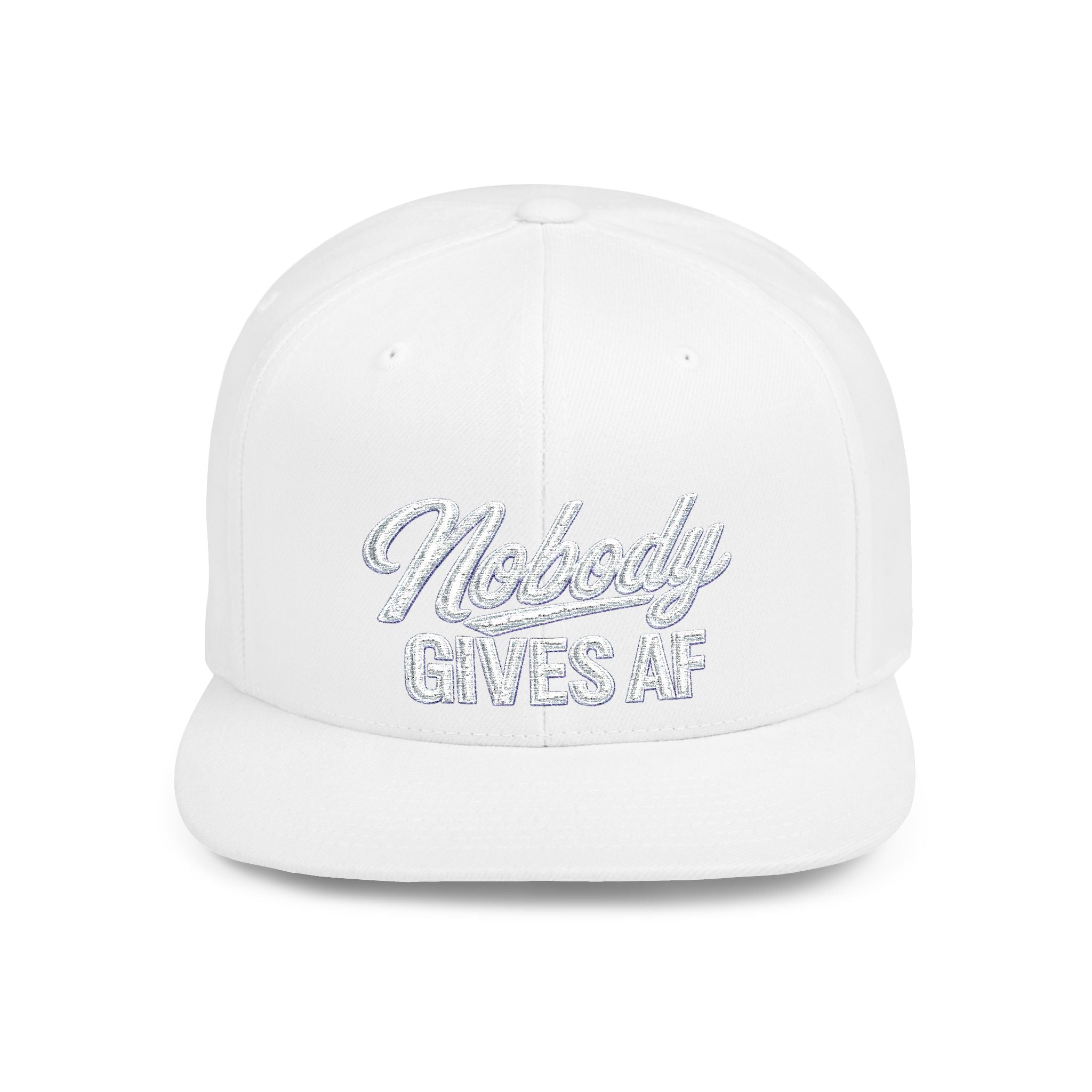 Snapback Hat — 'Nobody Gives AF' Script Flat Bill Cap