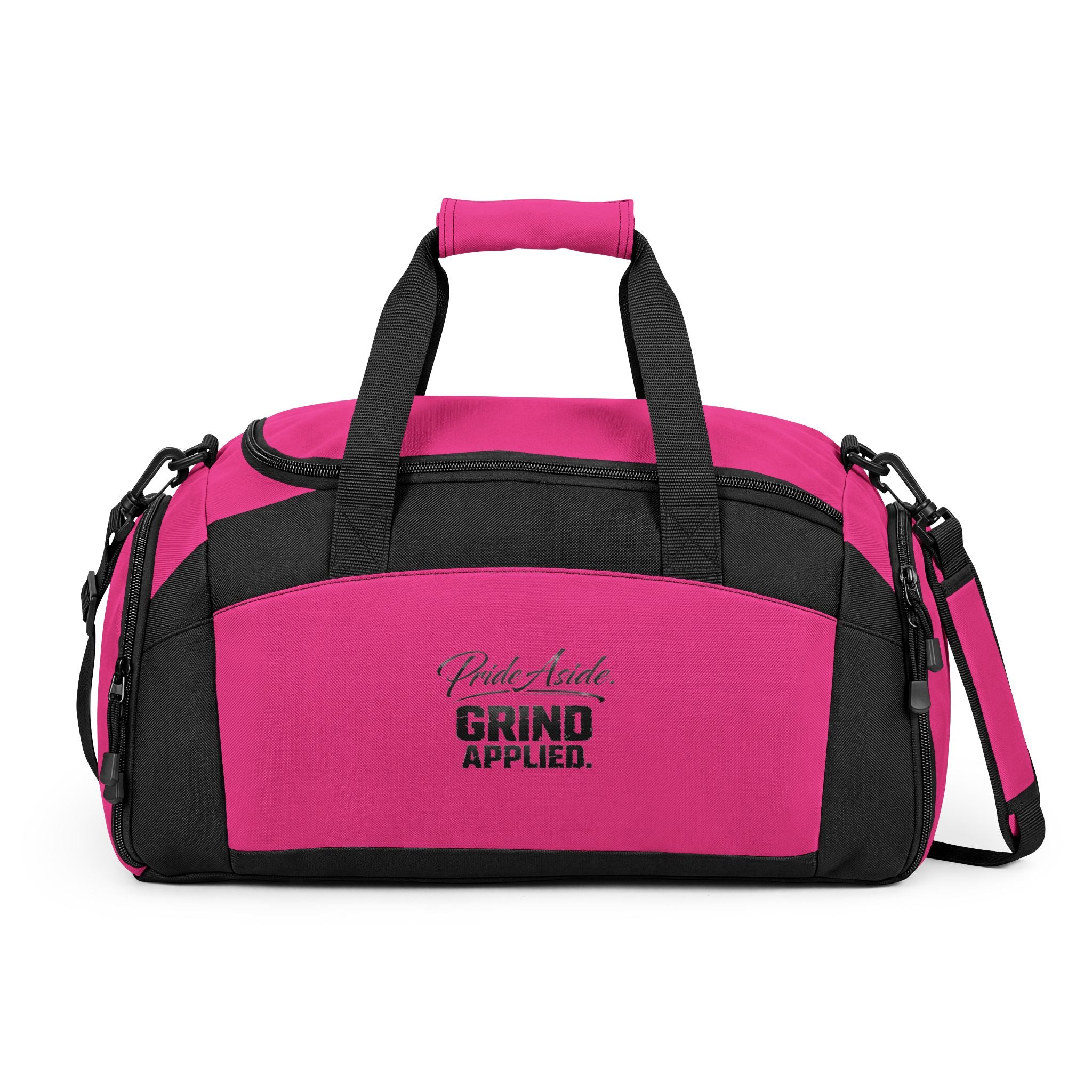 Pride aside. Grind applied. Embroidered 'Grind Applied' Sports Duffle — Yellow Gym Bag