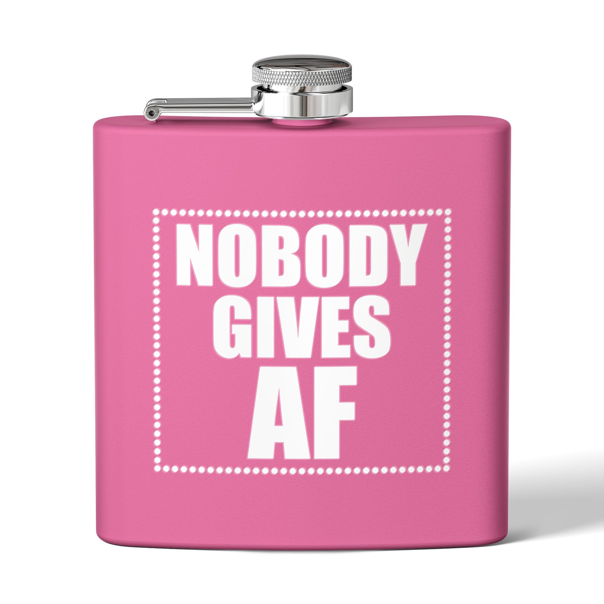 Nobody Gives AF Stainless Steel Flask — 6oz Hip Flask, Gift for Friends & Bachelorette