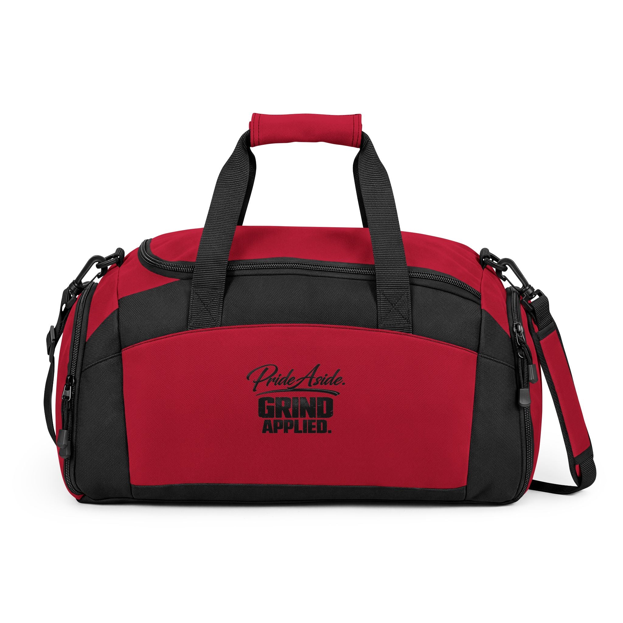 Embroidered 'Grind Applied' Sports Duffle — Yellow Gym Bag