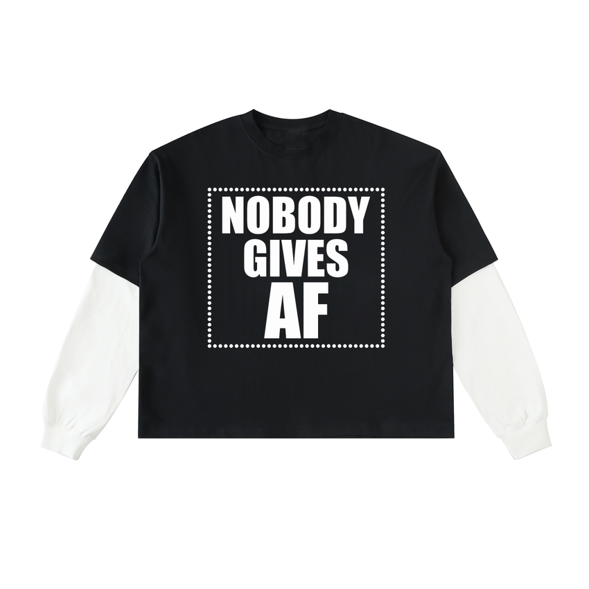 NGAF Layered Contrast Sleeve Cotton T-Shirt