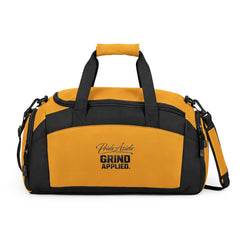 Pride aside. Grind applied. Embroidered 'Grind Applied' Sports Duffle — Yellow Gym Bag