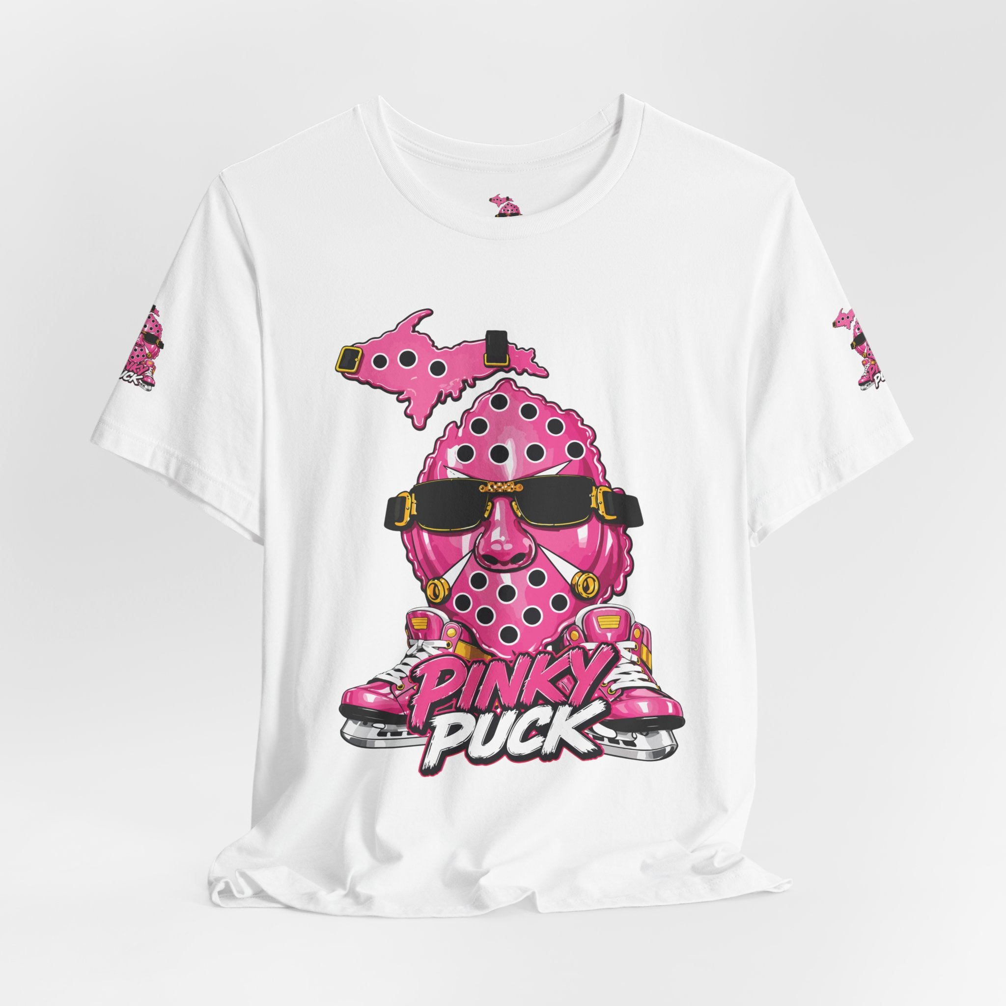 Pinky Puck Graphic Tee — Retro Hockey Mascot Shirt