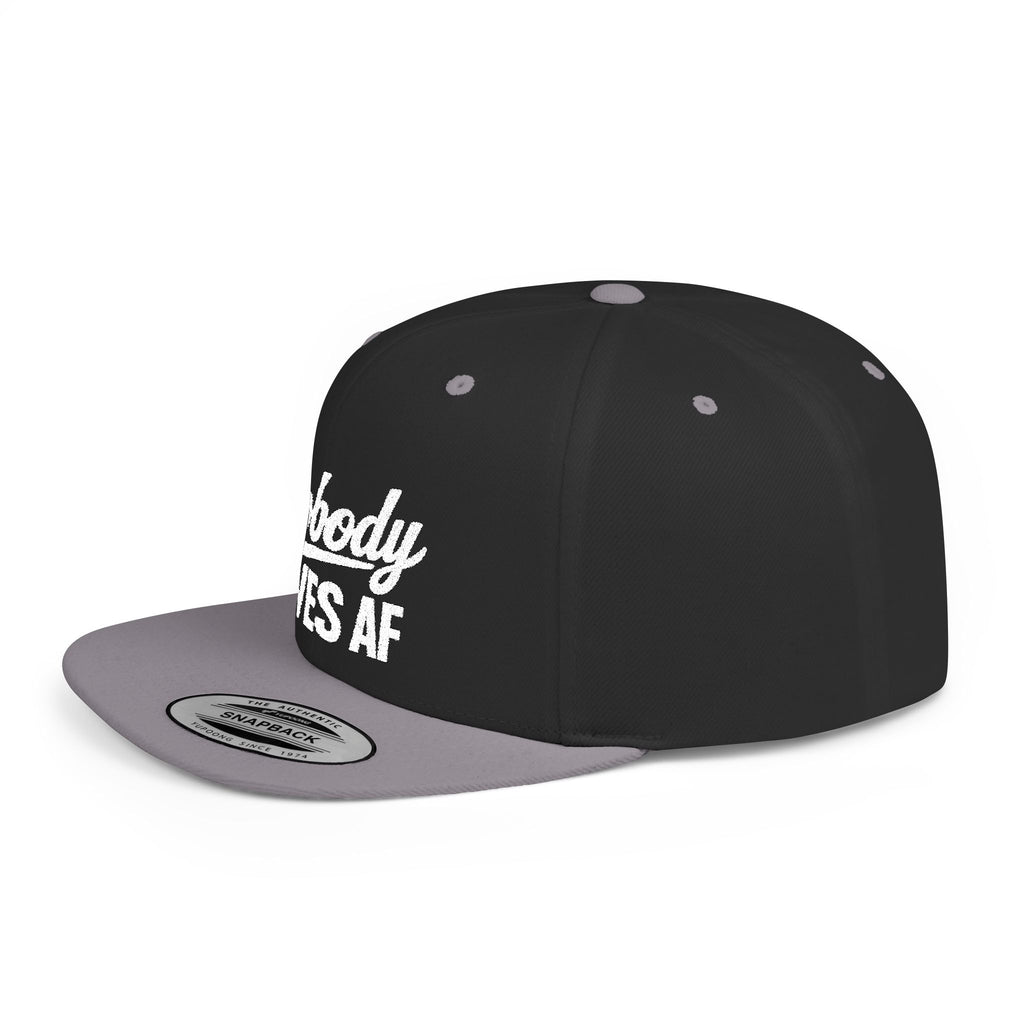 Flat Bill Snapback — 'Nobody Gives AF' Embroidered Statement Hat