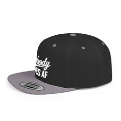 Flat Bill Snapback — 'Nobody Gives AF' Embroidered Statement Hat