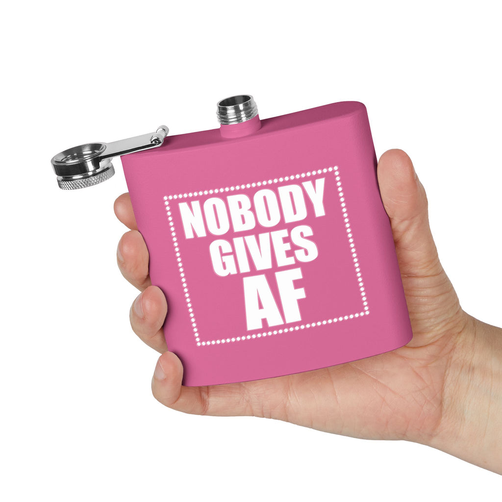 Nobody Gives AF Stainless Steel Flask — 6oz Hip Flask, Gift for Friends & Bachelorette