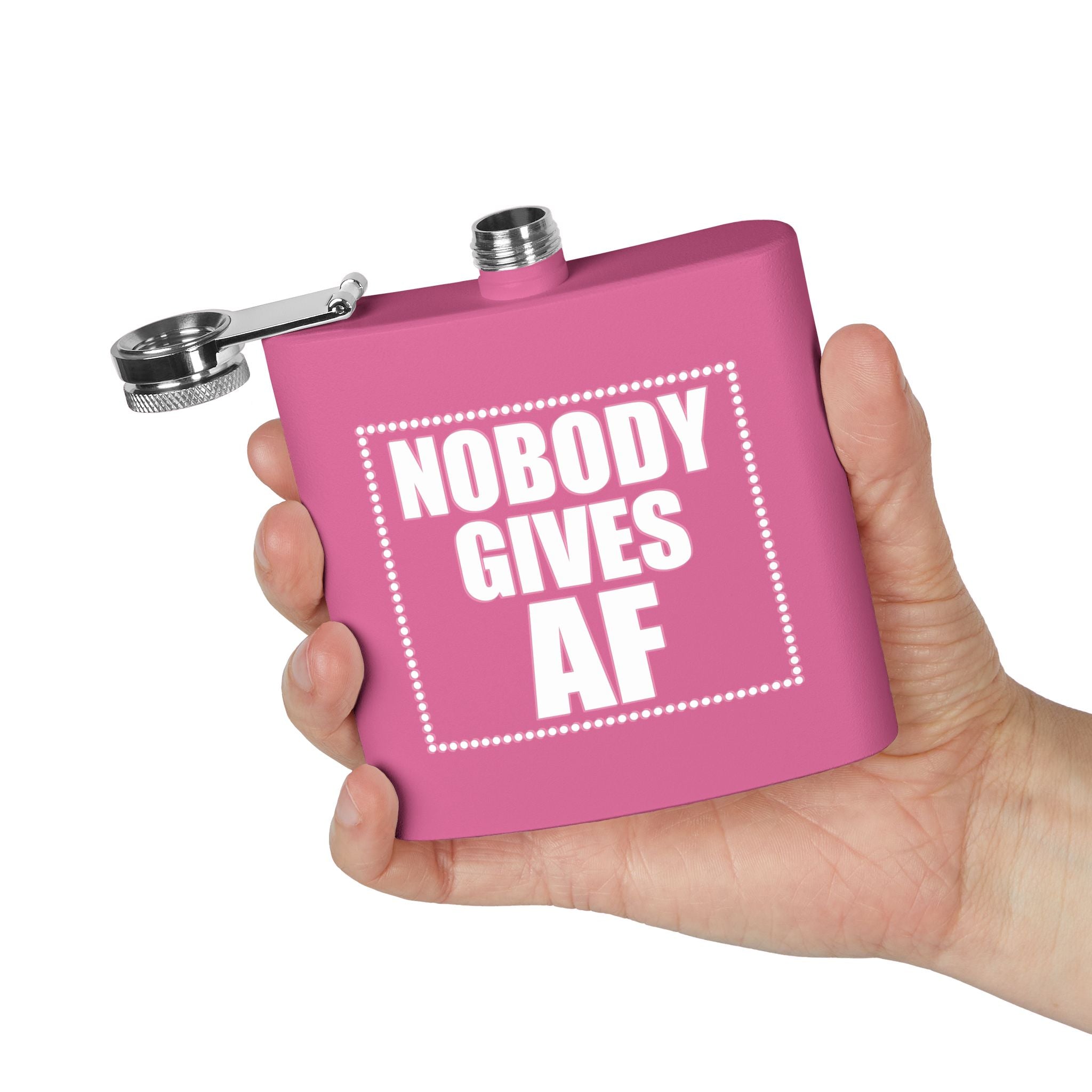 Nobody Gives AF Stainless Steel Flask — 6oz Hip Flask, Gift for Friends & Bachelorette