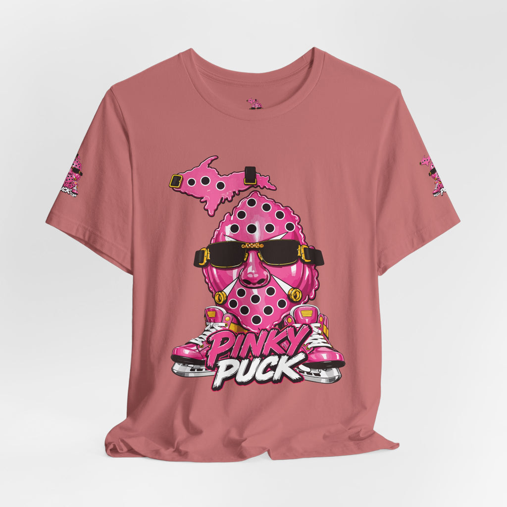Pinky Puck Graphic Tee — Retro Hockey Mascot Shirt