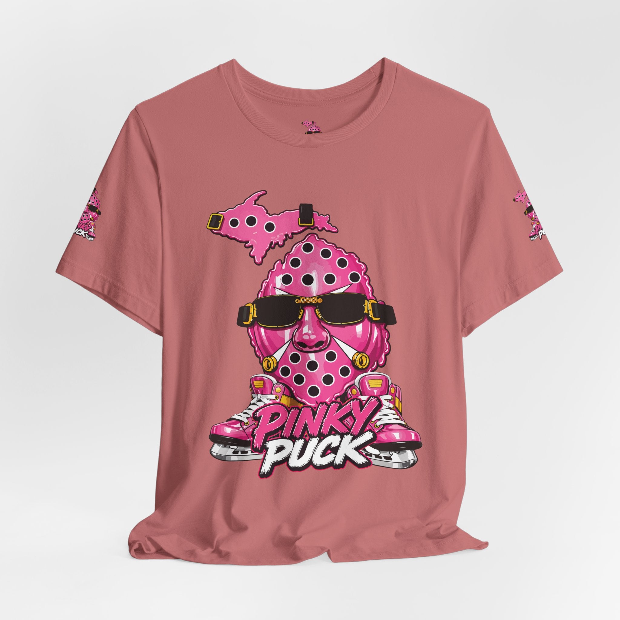 Pinky Puck Graphic Tee — Retro Hockey Mascot Shirt