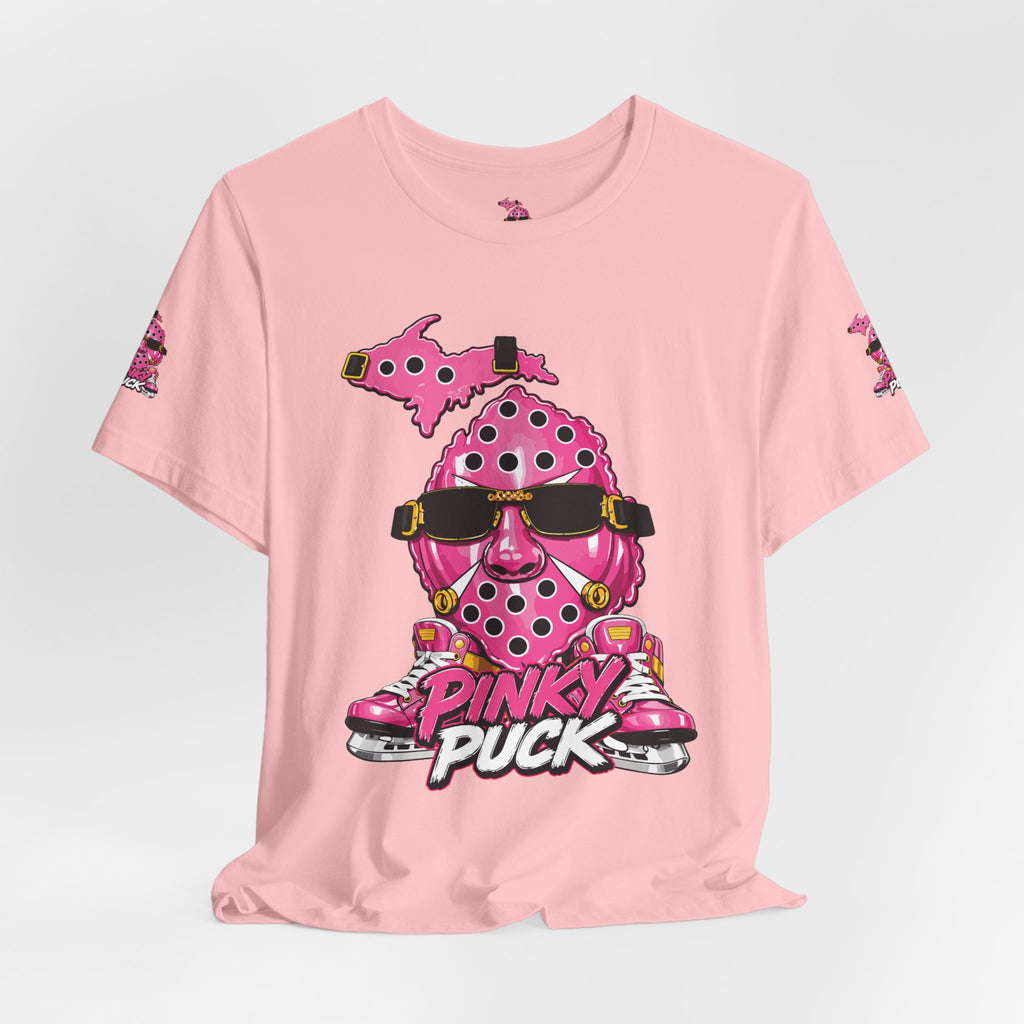 Pinky Puck Graphic Tee — Retro Hockey Mascot Shirt