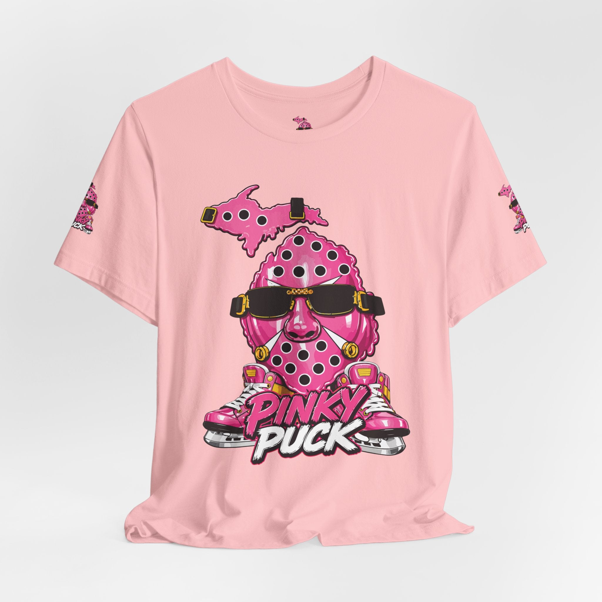Pinky Puck Graphic Tee — Retro Hockey Mascot Shirt