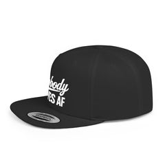Flat Bill Snapback — 'Nobody Gives AF' Embroidered Statement Hat
