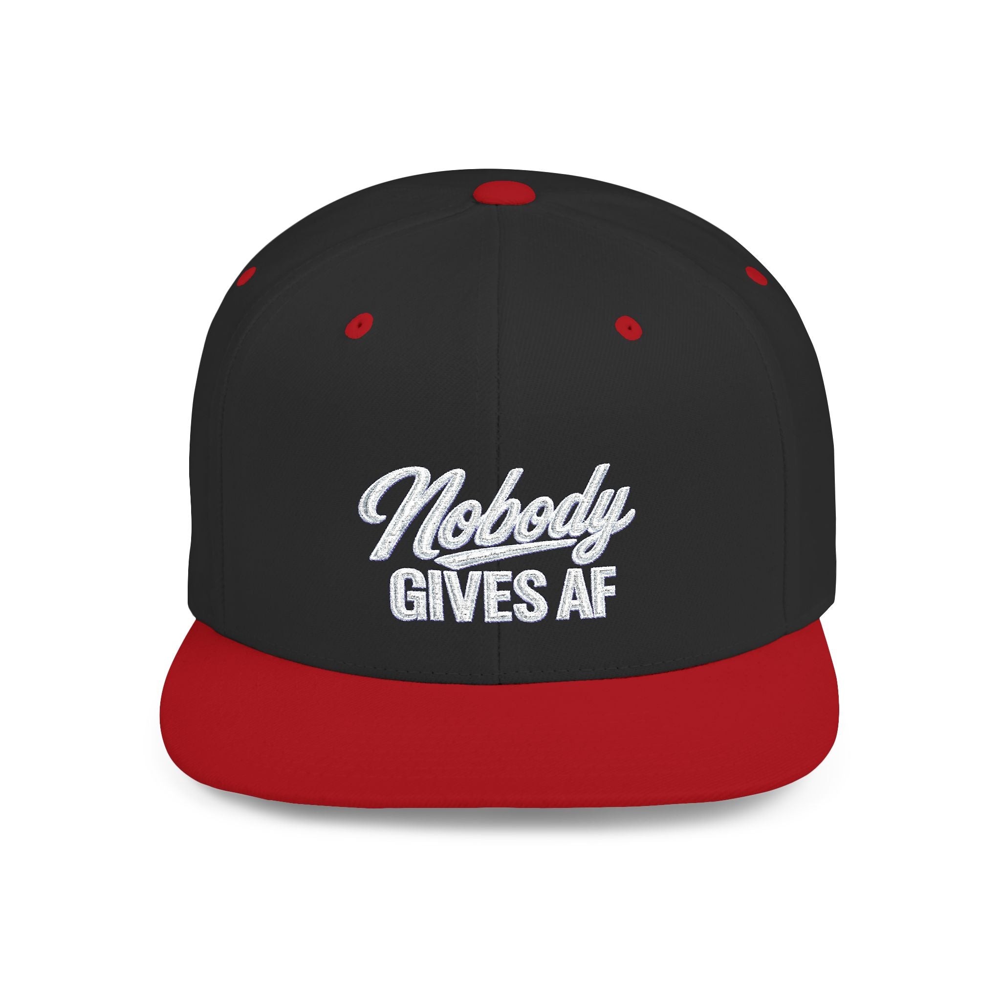 Camo Snapback Hat — "Nobody Gives AF" Embroidered Flat Bill