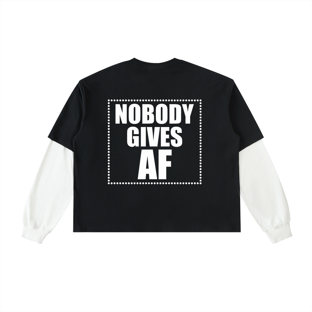 NGAF Layered Contrast Sleeve Cotton T-Shirt