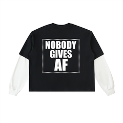 NGAF Layered Contrast Sleeve Cotton T-Shirt