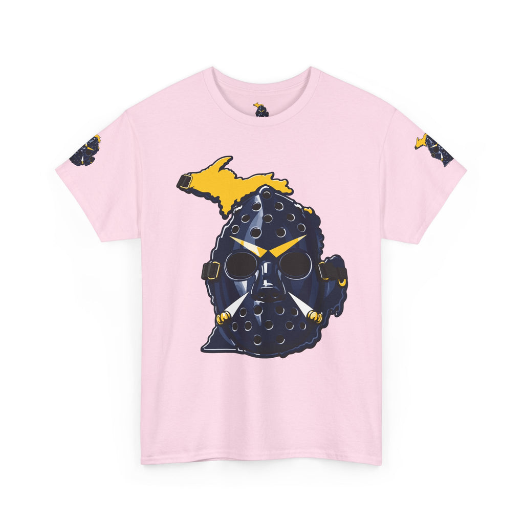 Michigan Hockey Mask T‑Shirt — Retro Goalie Mask Michigan Pride Tee