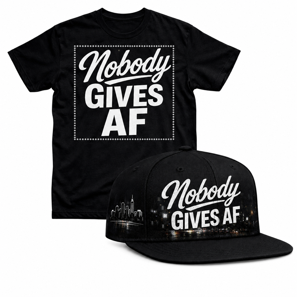 Nobody Gives AF tee and snapback hat