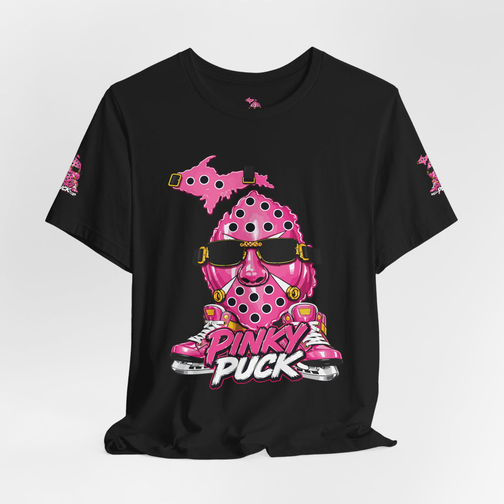 Pinky Puck Graphic Tee — Retro Hockey Mascot Shirt