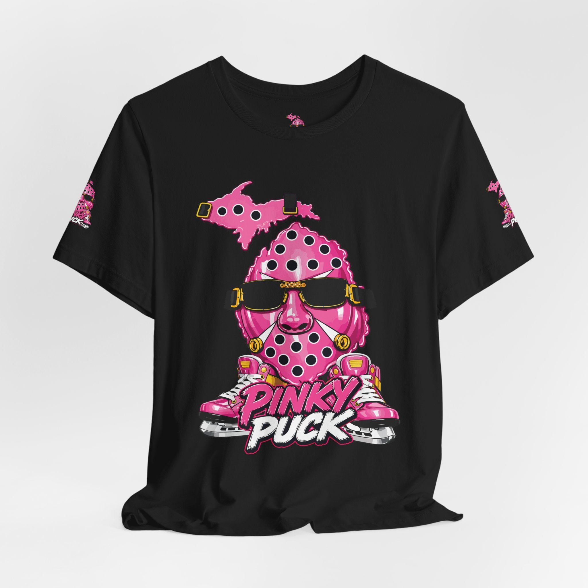 Pinky Puck Graphic Tee — Retro Hockey Mascot Shirt