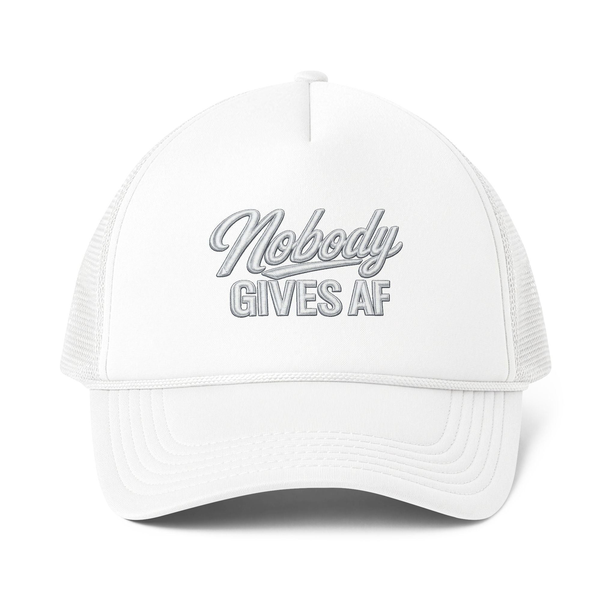 Trucker Cap — "Nobody Gives AF" Mesh-Back Embroidered Hat