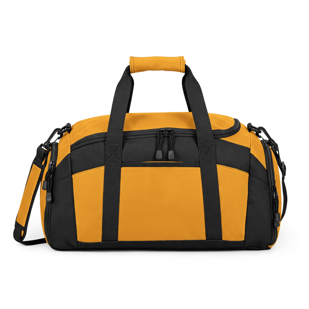 Embroidered 'Grind Applied' Sports Duffle — Yellow Gym Bag