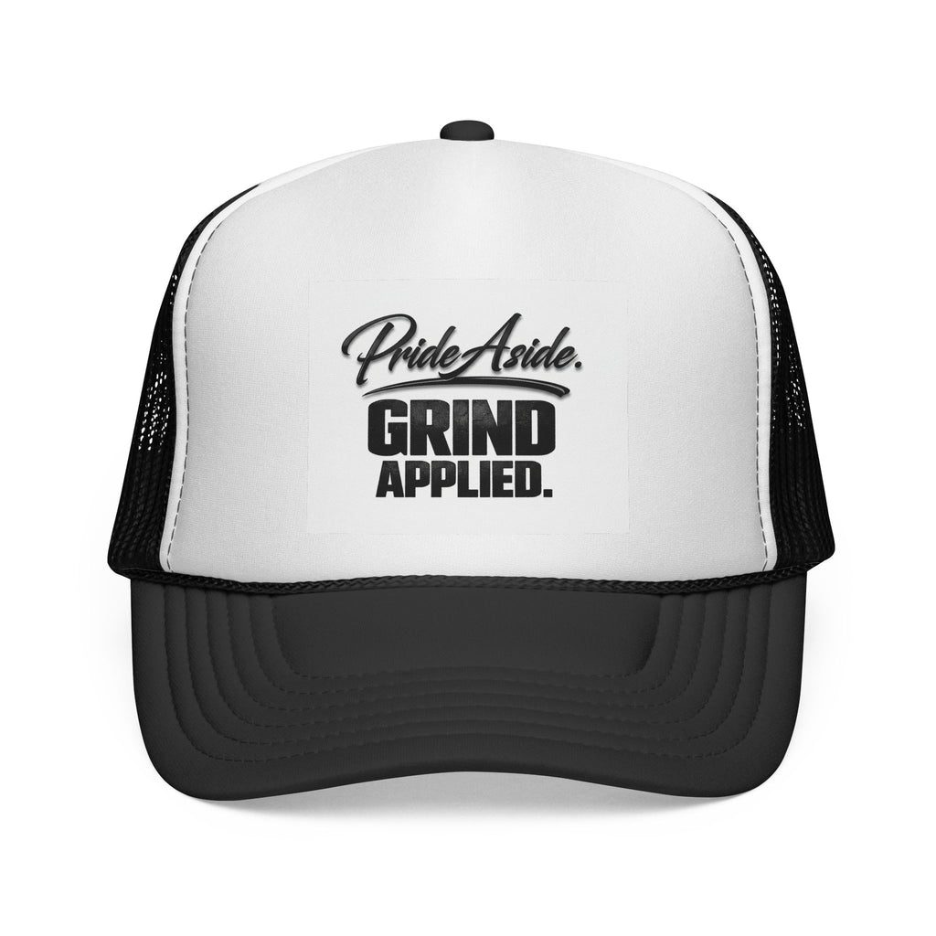 Grind Applied Trucker Cap — 'Pride Aside' Motivational Mesh-Back Hat
