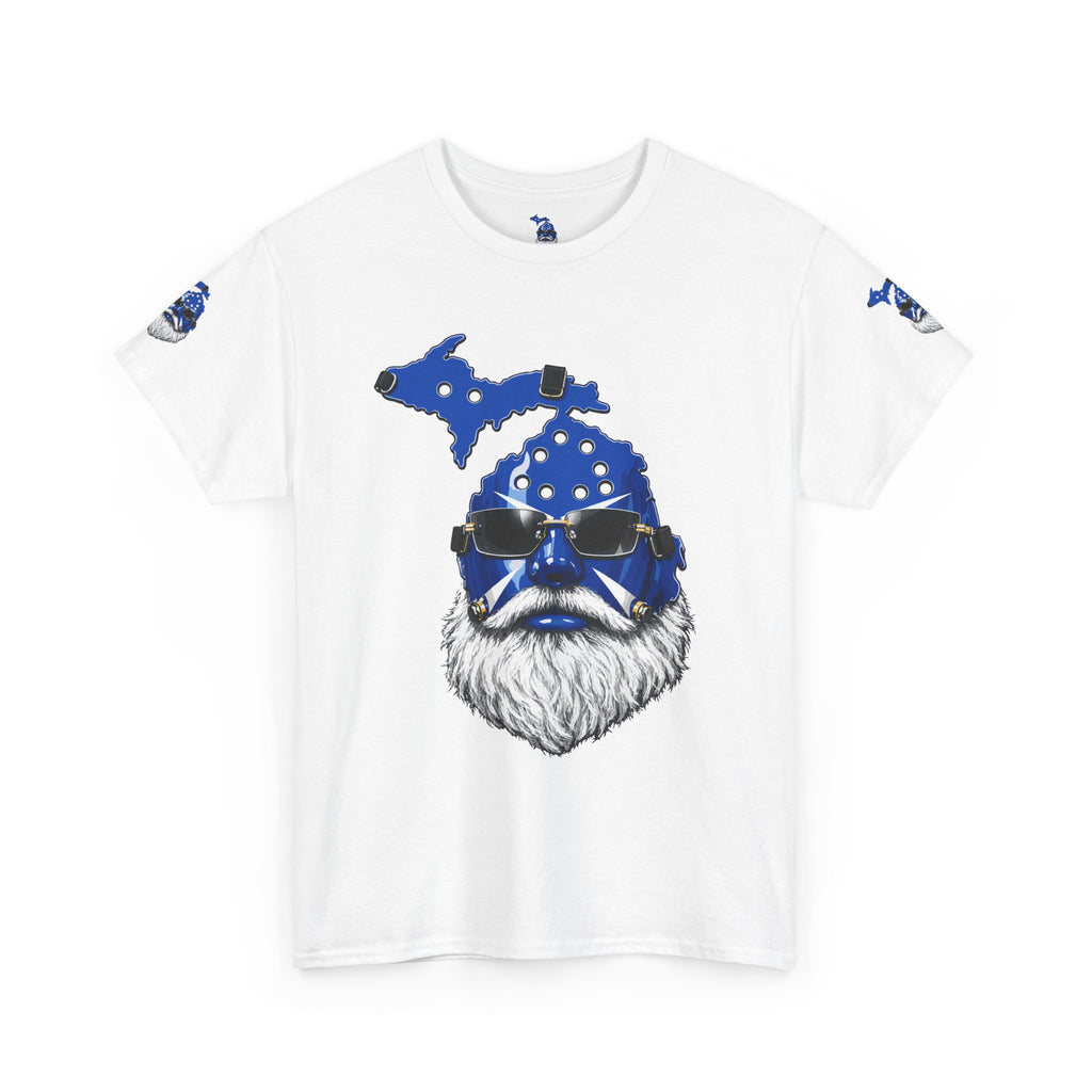 Michigan Beard State T-Shirt — Blue State Map Sunglasses Design