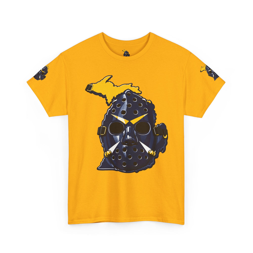 Michigan Hockey Mask T‑Shirt — Retro Goalie Mask Michigan Pride Tee