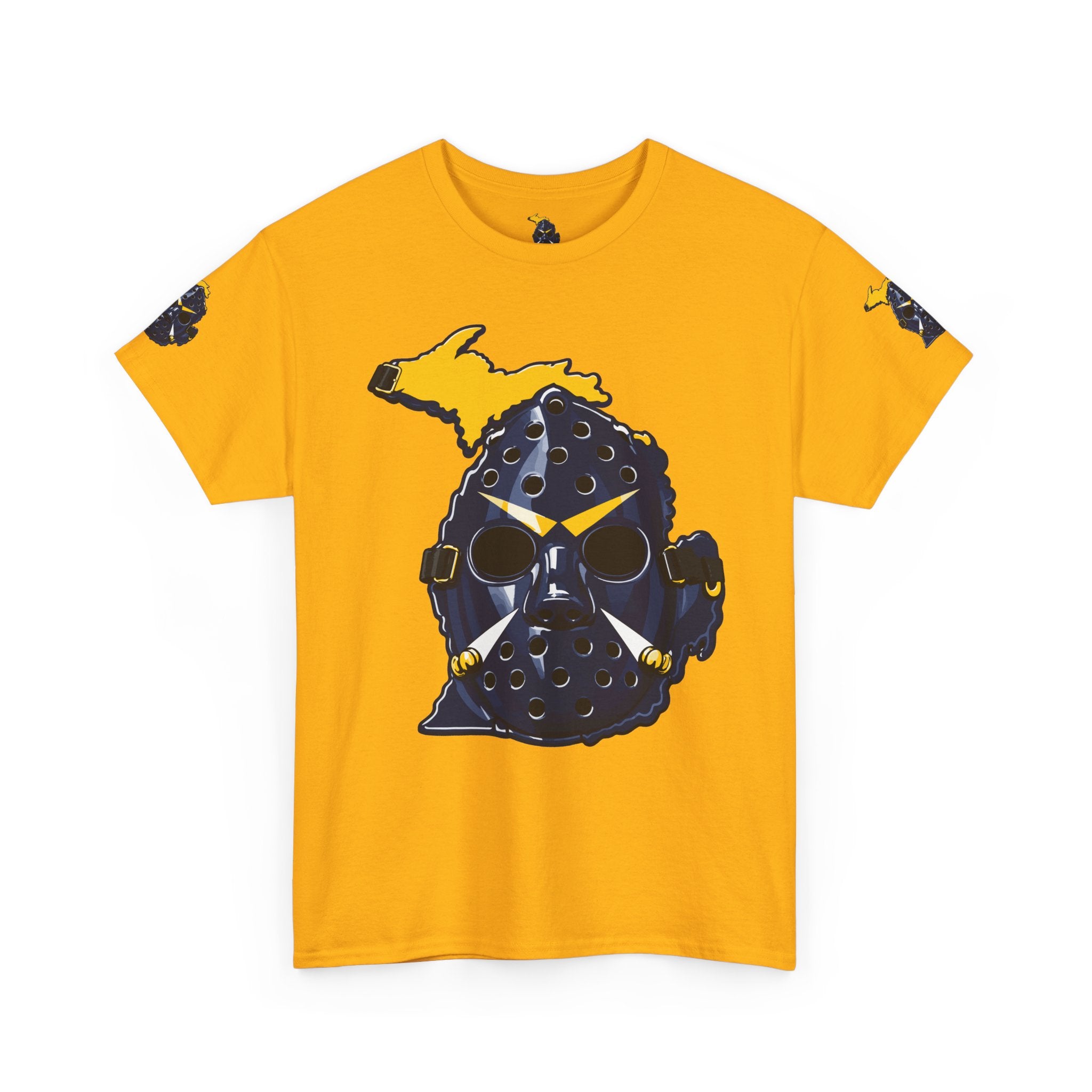 Michigan Hockey Mask T‑Shirt — Retro Goalie Mask Michigan Pride Tee