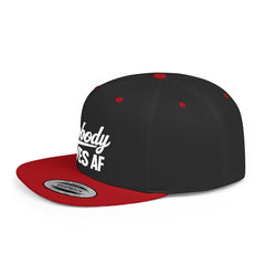 Flat Bill Snapback — 'Nobody Gives AF' Embroidered Statement Hat
