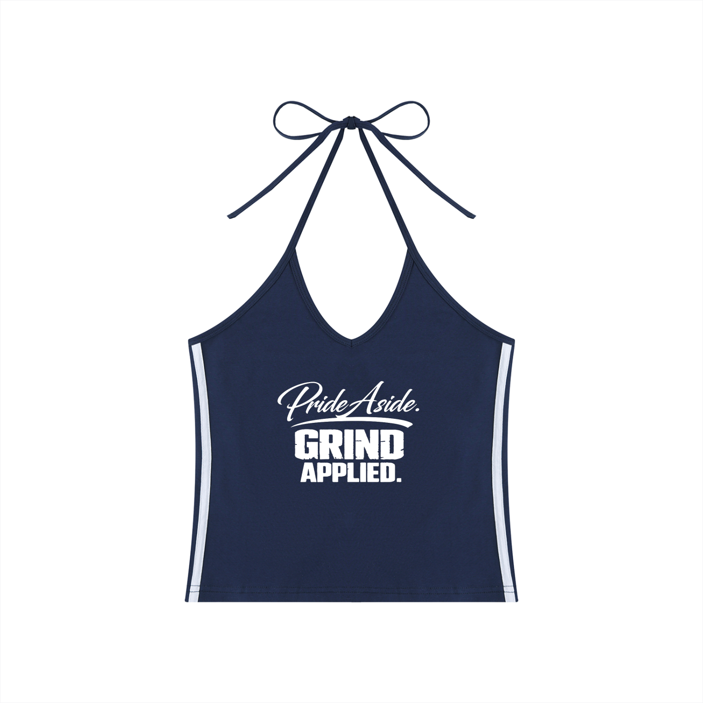 Pride aside Grind applied. Women's Color Block Halter Crop Tank Top