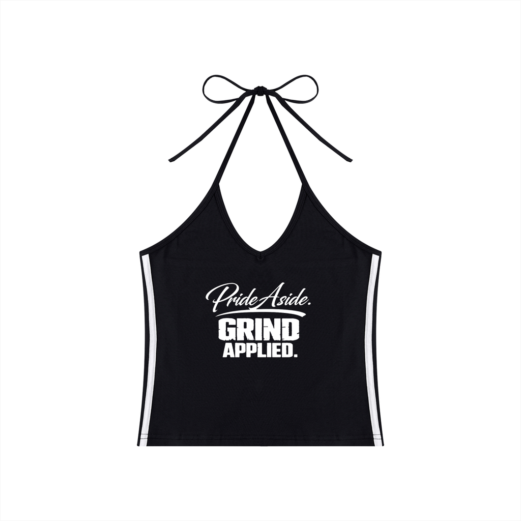Pride aside Grind applied. Women's Color Block Halter Crop Tank Top