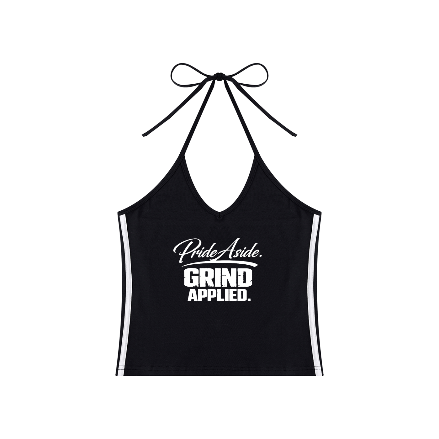 Pride aside Grind applied. Women's Color Block Halter Crop Tank Top