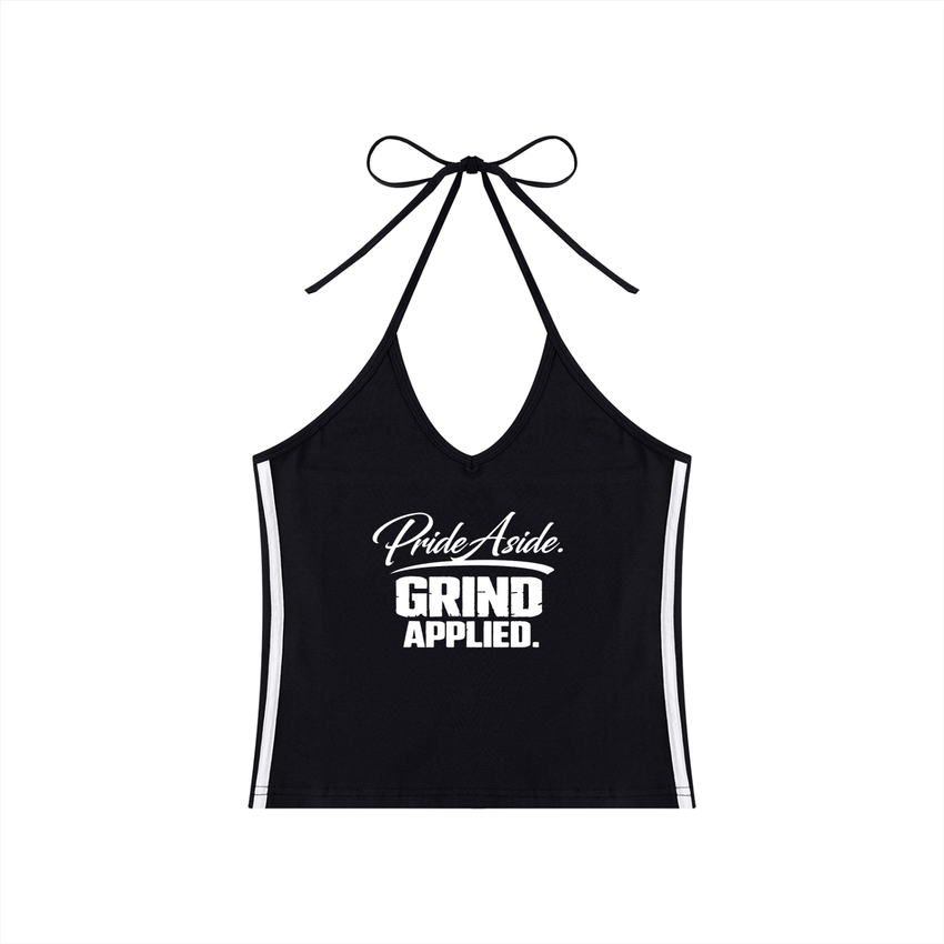 Pride aside Grind applied. Women's Color Block Halter Crop Tank Top