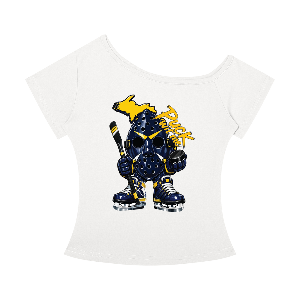 PUCKFACE Women’s Off-the-Shoulder T-Shirt