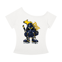 PUCKFACE Women’s Off-the-Shoulder T-Shirt